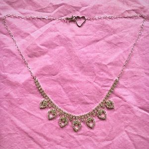 Cubic Zirconia Silver Heart Chain Tennis Necklace